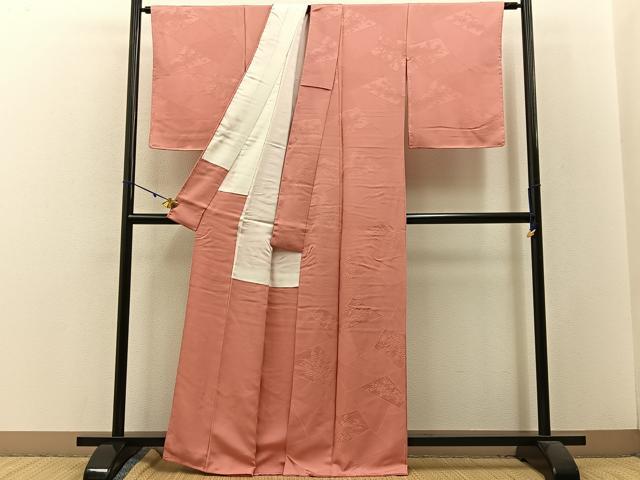 平和屋着物■上質な色無地 切嵌花地紋 薄紅色 正絹 逸品 未使用 BAAW5620hj
