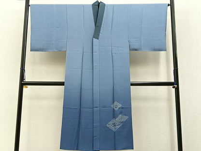 平和屋着物●男性　長襦袢　袷　富士　双鶴　暈し染め　金彩　正絹　逸品　未使用　BAAW5624hj