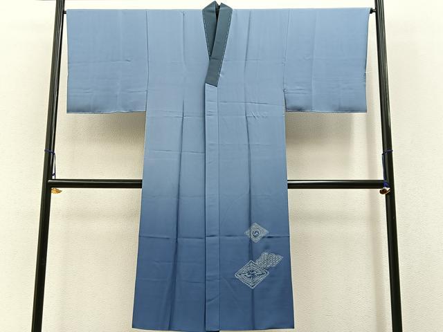 平和屋着物●男性　長襦袢　袷　富士　双鶴　暈し染め　金彩　正絹　逸品　未使用　BAAW5624hj