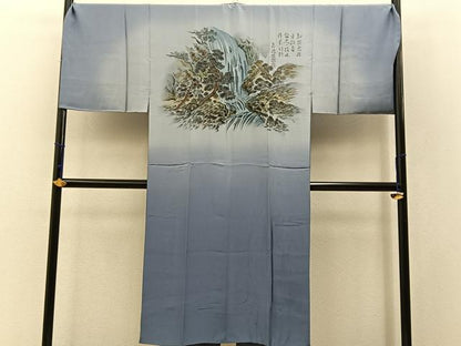 平和屋着物●男性　長襦袢　袷　人物風景文　暈し染め　キングサイズ　正絹　逸品　BAAW5628hj