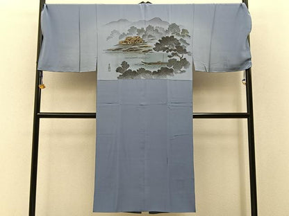 平和屋着物●男性　長襦袢　袷　御所解文　金彩　キングサイズ　正絹　逸品　未使用　BAAW5631hj