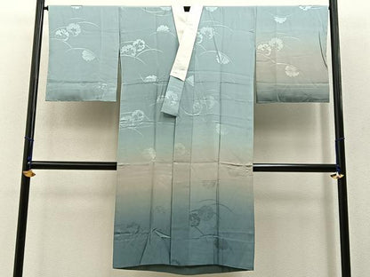 平和屋着物●長襦袢　無双仕立て　雪輪花地紋　暈し染め　正絹　逸品　未使用　BAAW5632hj