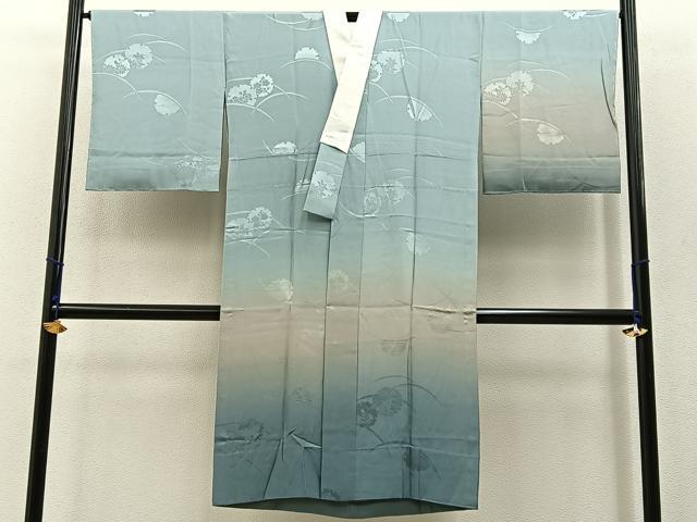 平和屋着物●長襦袢　無双仕立て　雪輪花地紋　暈し染め　正絹　逸品　未使用　BAAW5632hj