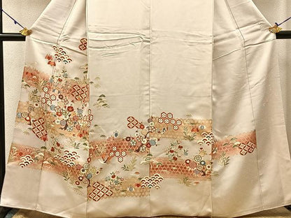 平和屋着物●十日町老舗ブランド　吉澤友禅　吾妻徳穂　訪問着　駒刺繍　松竹梅　飛鶴有職花文　暈し染め　金彩　正絹　逸品　BAAW5634hj