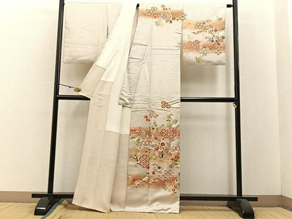 平和屋着物●十日町老舗ブランド　吉澤友禅　吾妻徳穂　訪問着　駒刺繍　松竹梅　飛鶴有職花文　暈し染め　金彩　正絹　逸品　BAAW5634hj
