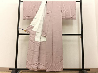 平和屋着物■上質な色無地 道長有職地紋 水柿色 正絹 逸品 BAAW5635hj