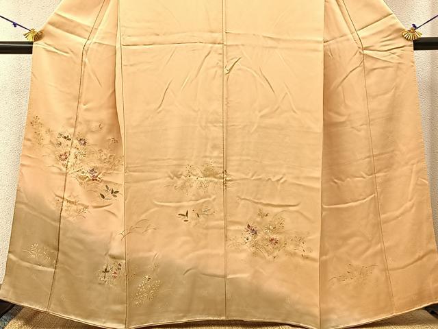 平和屋着物■訪問着 刺繍 草花文 暈し染め 金彩 正絹 逸品 BAAW5640hj