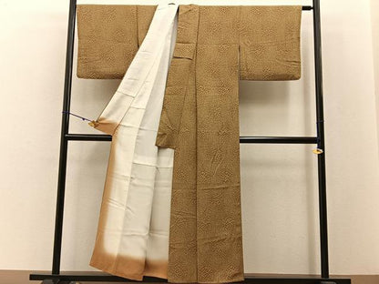 平和屋着物■上質な小紋 草葉シルエット 正絹 逸品 BAAW5648hj
