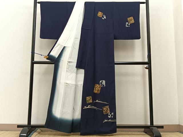 平和屋着物■訪問着　駒刺繍　破れ色紙花文　金彩　正絹　逸品　BAAW5650hj