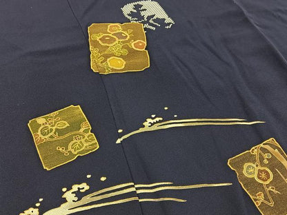 平和屋着物■訪問着　駒刺繍　破れ色紙花文　金彩　正絹　逸品　BAAW5650hj