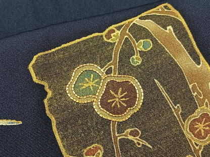 平和屋着物■訪問着　駒刺繍　破れ色紙花文　金彩　正絹　逸品　BAAW5650hj
