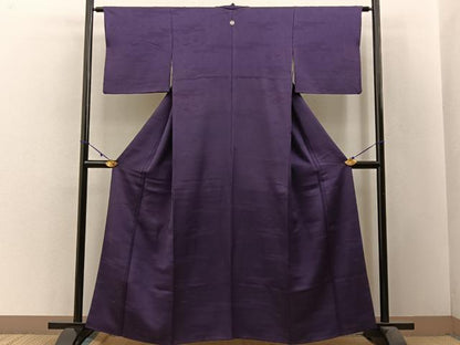 平和屋着物■上質な色無地 エ霞地紋 滅紫色 正絹 逸品 BAAW5651hj
