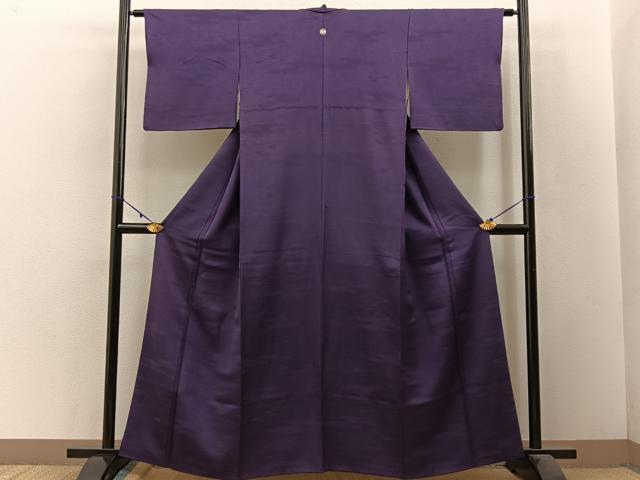 平和屋着物■上質な色無地 エ霞地紋 滅紫色 正絹 逸品 BAAW5651hj