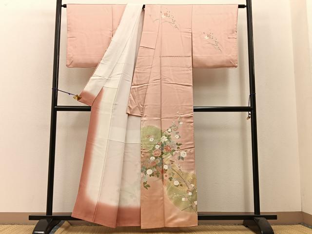 平和屋着物■訪問着 道長枝花文 暈し染め 金彩 正絹 逸品 BAAW5654hj