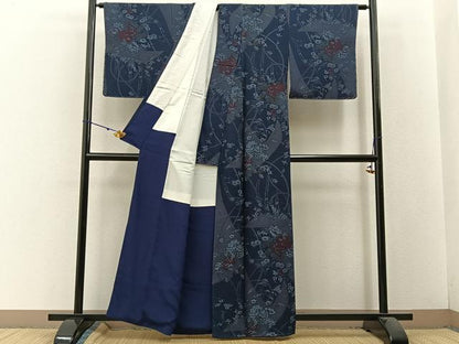 平和屋着物■上質な小紋 草花文 正絹 逸品 BAAW5661hj