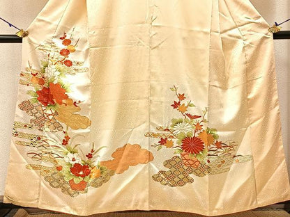 平和屋着物■訪問着 駒刺繍 雲取飾花文 金彩 正絹 逸品 BAAW5670hj