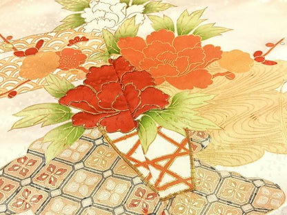 平和屋着物■訪問着 駒刺繍 雲取飾花文 金彩 正絹 逸品 BAAW5670hj