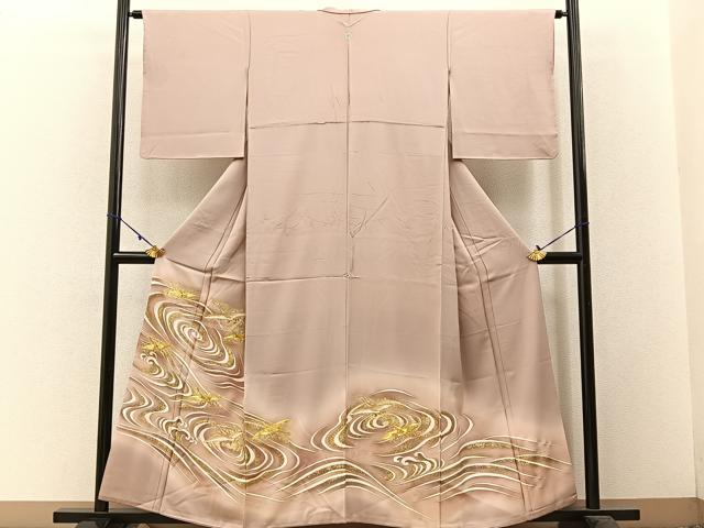 平和屋着物■豪華色留袖 駒刺繍 飛鶴流水文 暈し染め 金彩 正絹 逸品 BAAW5671hj