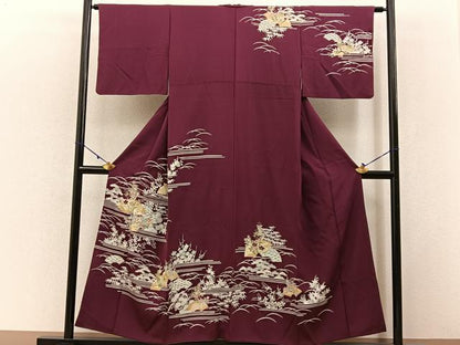 平和屋着物■訪問着 松竹梅 地紙花文 金彩 正絹 逸品 BAAW5675hj