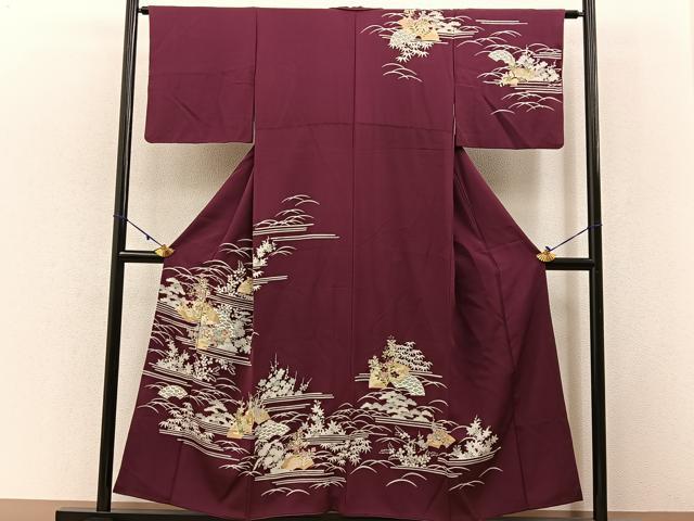 平和屋着物■訪問着 松竹梅 地紙花文 金彩 正絹 逸品 BAAW5675hj