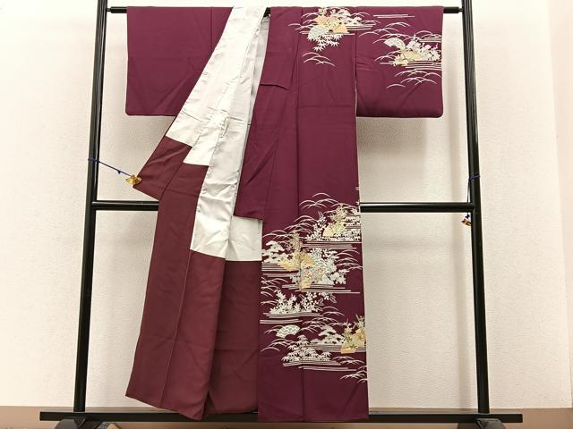 平和屋着物■訪問着 松竹梅 地紙花文 金彩 正絹 逸品 BAAW5675hj