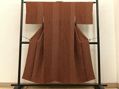 平和屋着物■上質な小紋　枝垂れ花文　鬼しぼ縮緬　正絹　逸品　BAAW5682hj