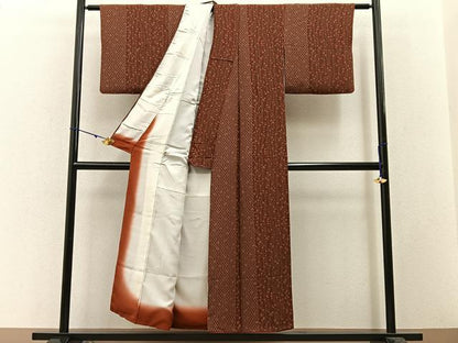 平和屋着物■上質な小紋　枝垂れ花文　鬼しぼ縮緬　正絹　逸品　BAAW5682hj