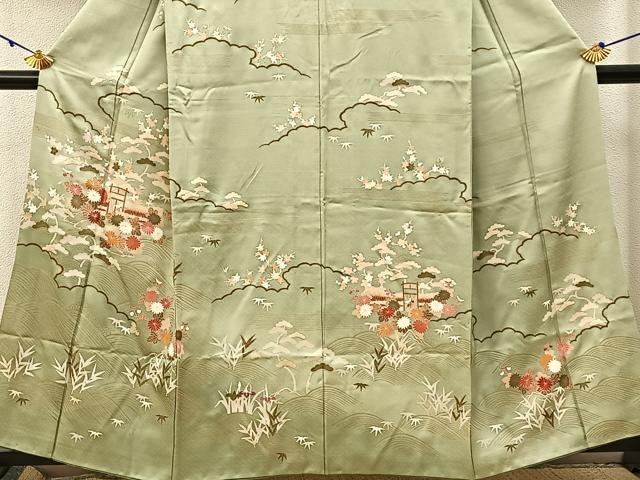 平和屋着物■訪問着 松竹梅 風景花文 暈し染め 金彩 正絹 逸品 BAAW5686hj