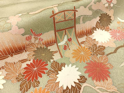 平和屋着物■訪問着 松竹梅 風景花文 暈し染め 金彩 正絹 逸品 BAAW5686hj