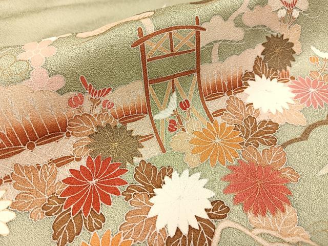 平和屋着物■訪問着 松竹梅 風景花文 暈し染め 金彩 正絹 逸品 BAAW5686hj