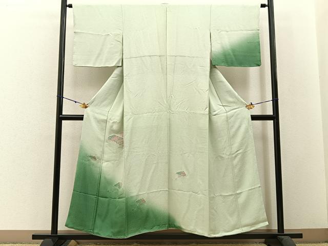 平和屋着物■中国三大刺繍 スワトウ刺繍 総刺繍 訪問着 檜扇花文 暈し染め 正絹 逸品 未使用 BAAW5690hj