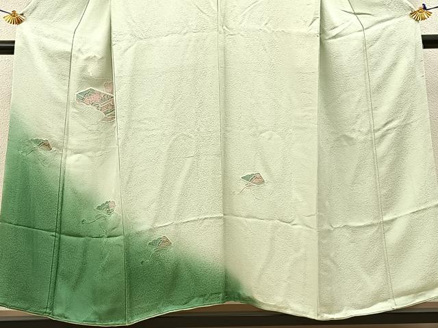 平和屋着物■中国三大刺繍 スワトウ刺繍 総刺繍 訪問着 檜扇花文 暈し染め 正絹 逸品 未使用 BAAW5690hj