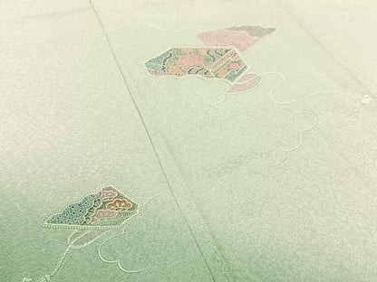 平和屋着物■中国三大刺繍 スワトウ刺繍 総刺繍 訪問着 檜扇花文 暈し染め 正絹 逸品 未使用 BAAW5690hj