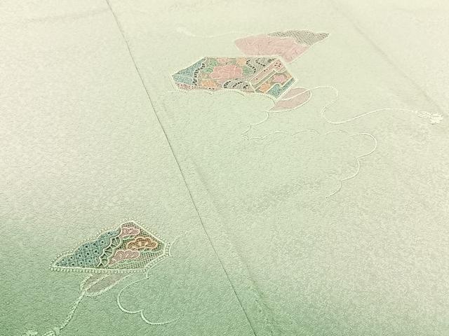 平和屋着物■中国三大刺繍 スワトウ刺繍 総刺繍 訪問着 檜扇花文 暈し染め 正絹 逸品 未使用 BAAW5690hj