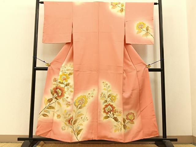 平和屋着物■訪問着 駒刺繍 更紗花文 暈し染め 金彩 正絹 逸品 未使用 BAAW5697hj