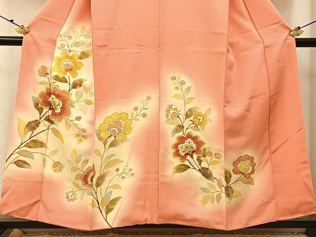 平和屋着物■訪問着 駒刺繍 更紗花文 暈し染め 金彩 正絹 逸品 未使用 BAAW5697hj