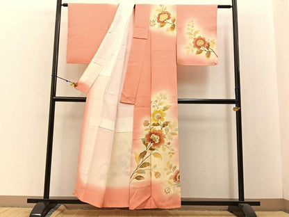 平和屋着物■訪問着 駒刺繍 更紗花文 暈し染め 金彩 正絹 逸品 未使用 BAAW5697hj