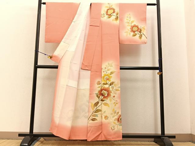 平和屋着物■訪問着 駒刺繍 更紗花文 暈し染め 金彩 正絹 逸品 未使用 BAAW5697hj