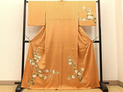 平和屋着物■訪問着 手描き 菊 金彩 正絹 逸品 BAAW5700hj