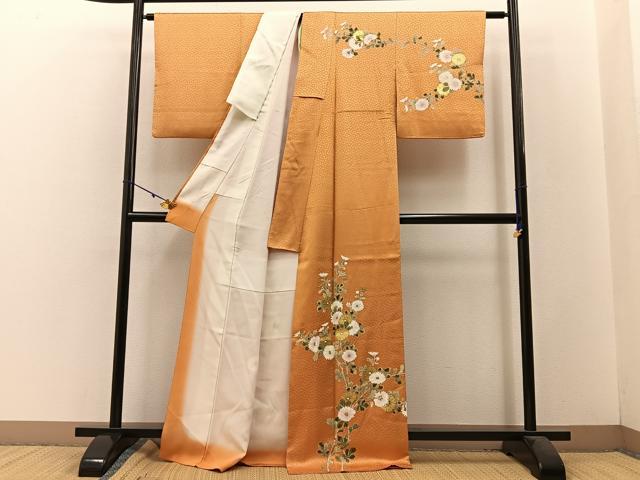 平和屋着物■訪問着 手描き 菊 金彩 正絹 逸品 BAAW5700hj