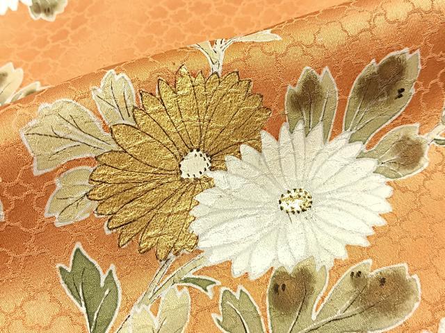 平和屋着物■訪問着 手描き 菊 金彩 正絹 逸品 BAAW5700hj