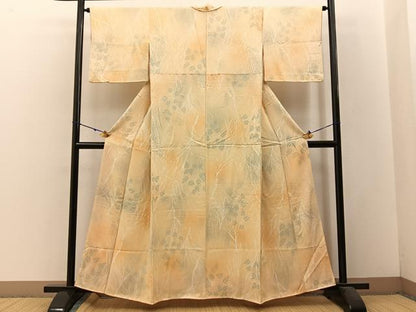 平和屋着物■上質な小紋 枝葉文 暈し染め 正絹 逸品 BAAW5702hj