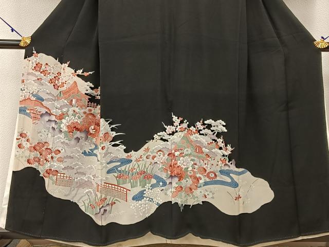 平和屋着物■豪華黒留袖　松竹梅　御所解文　正絹　逸品　BAAW5707hj