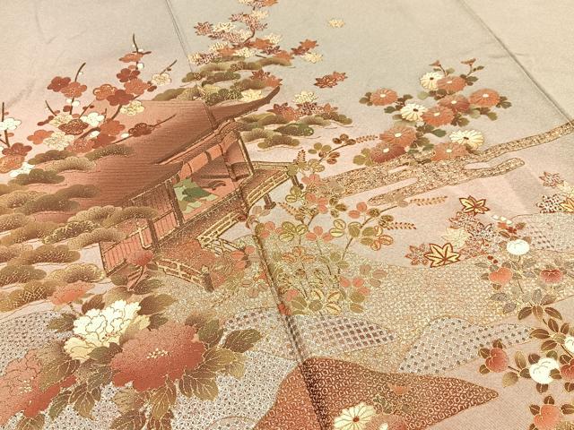 平和屋着物■訪問着　風景花文　暈し染め　金銀彩　正絹　逸品　BAAW5708hj
