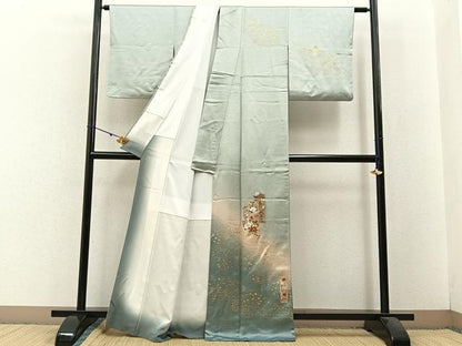 平和屋着物■訪問着　短冊花文　暈し染め　金彩　正絹　逸品　BAAW5714hj