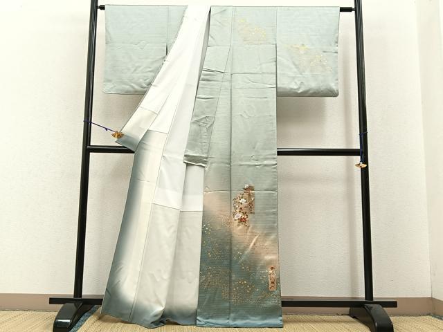 平和屋着物■訪問着　短冊花文　暈し染め　金彩　正絹　逸品　BAAW5714hj