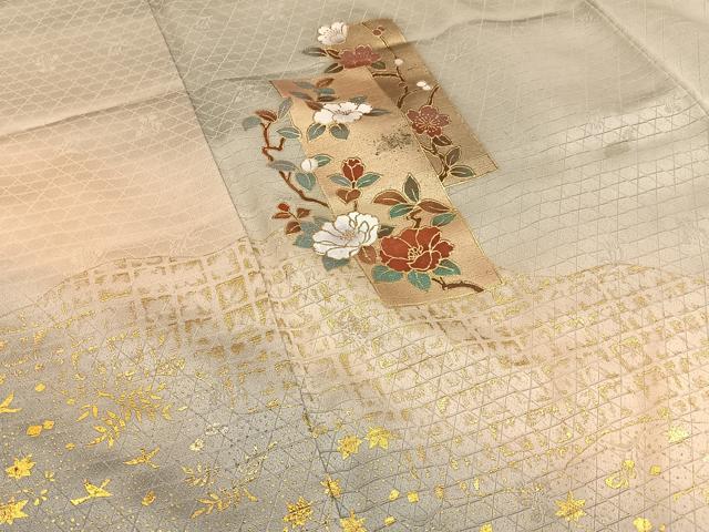 平和屋着物■訪問着　短冊花文　暈し染め　金彩　正絹　逸品　BAAW5714hj