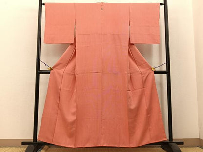 平和屋着物■江戸小紋 万筋 赤丹色×白色 正絹 逸品 BAAW5728hj