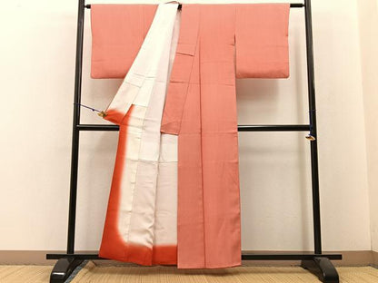 平和屋着物■江戸小紋 万筋 赤丹色×白色 正絹 逸品 BAAW5728hj