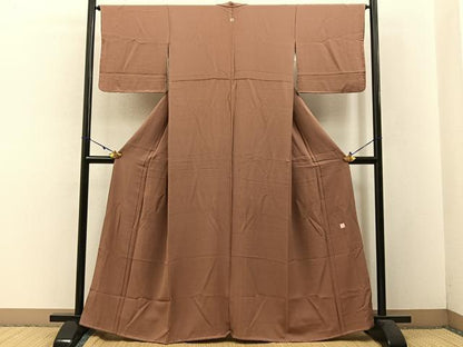 平和屋着物●上質な色無地　作家物　幻の染　岩石染　櫨色　正絹　逸品　未使用　BAAW5730hj